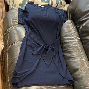 Navy Blue Tie-Waist Dress